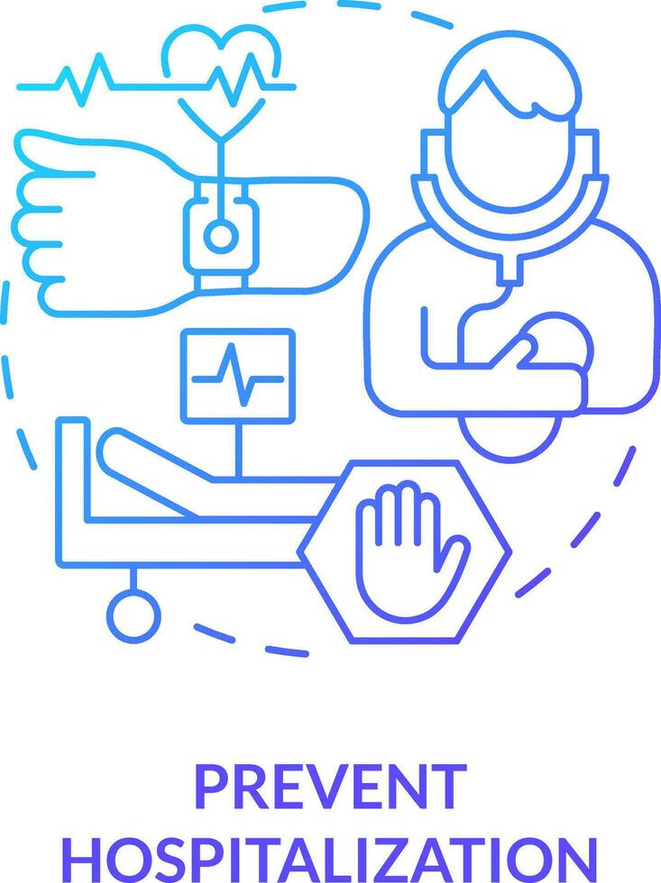 Prevent hospitalization blue gradient concept icon. Inpatient care. Goal of chronic disease management abstract idea thin line illustration. Isolated outline drawing vector