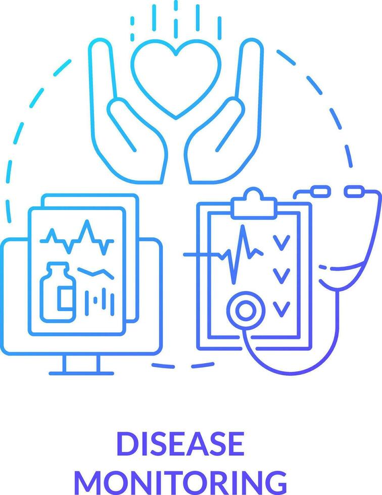 enfermedad supervisión azul degradado concepto icono. rastreo y análisis. crónico enfermedad administración resumen idea Delgado línea ilustración. aislado contorno dibujo vector