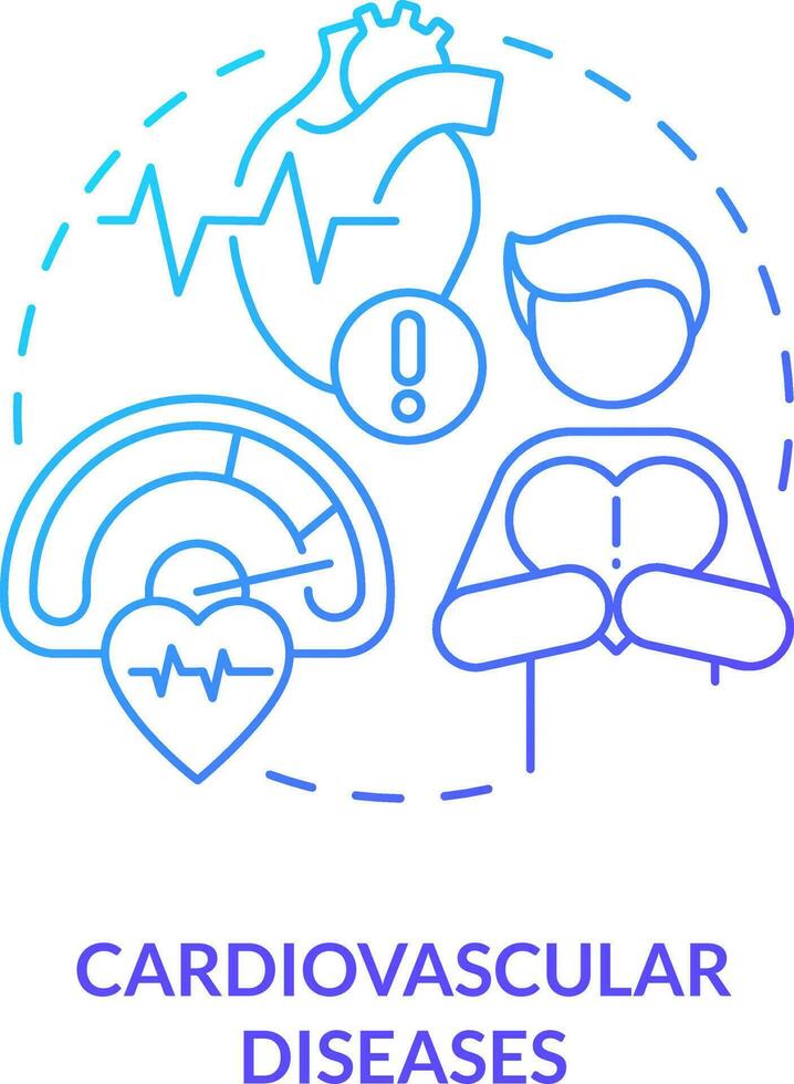 Cardiovascular diseases blue gradient concept icon. Heart stroke. Chronic conditions major group abstract idea thin line illustration. Isolated outline drawing vector