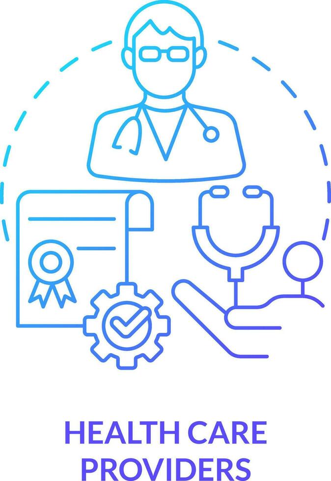 Health care providers blue gradient concept icon. Doctor. Chronic disease comprehensive care plan abstract idea thin line illustration. Isolated outline drawing vector