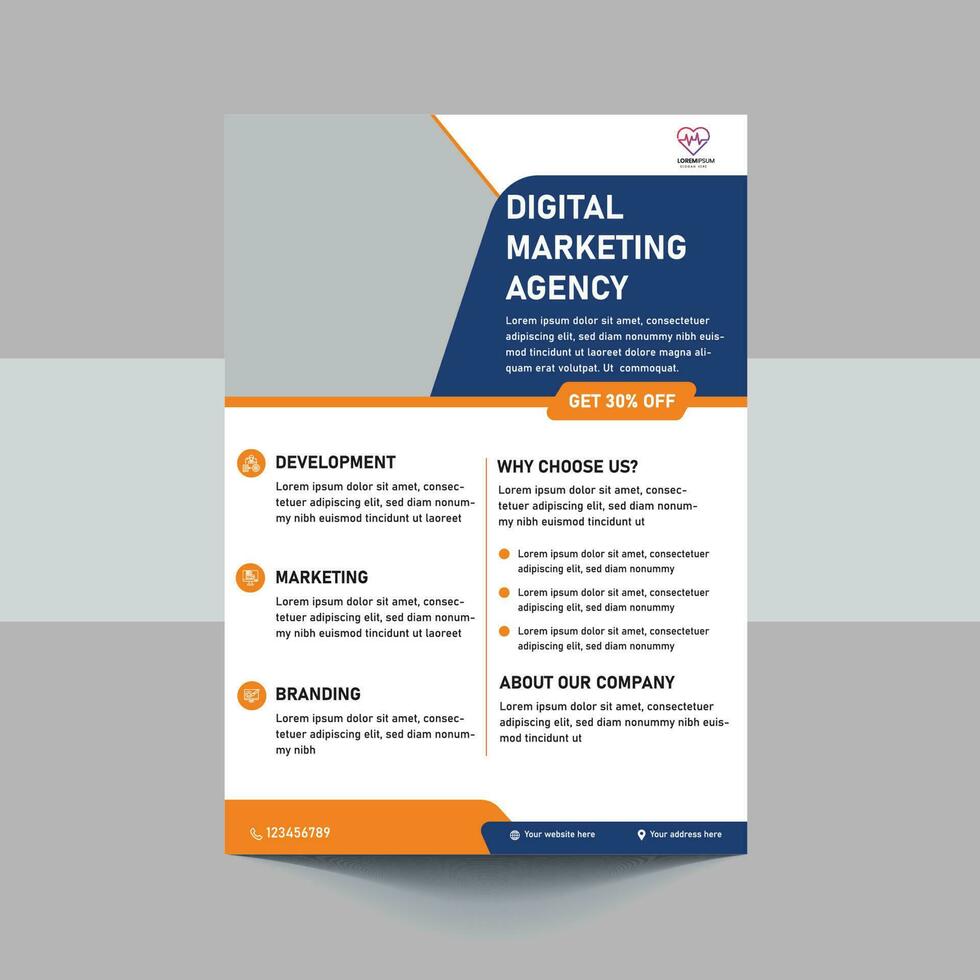 Corporate business flyer layout, Flyer cover design, Annual report, Corporate presentation, Digital marketing layout, Digital marketing flyer template design with mockup vector