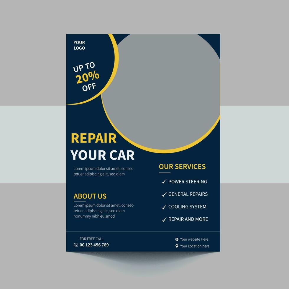 Auto repair Services business layout templates, brochure, mockup flyer. Vector illustration.