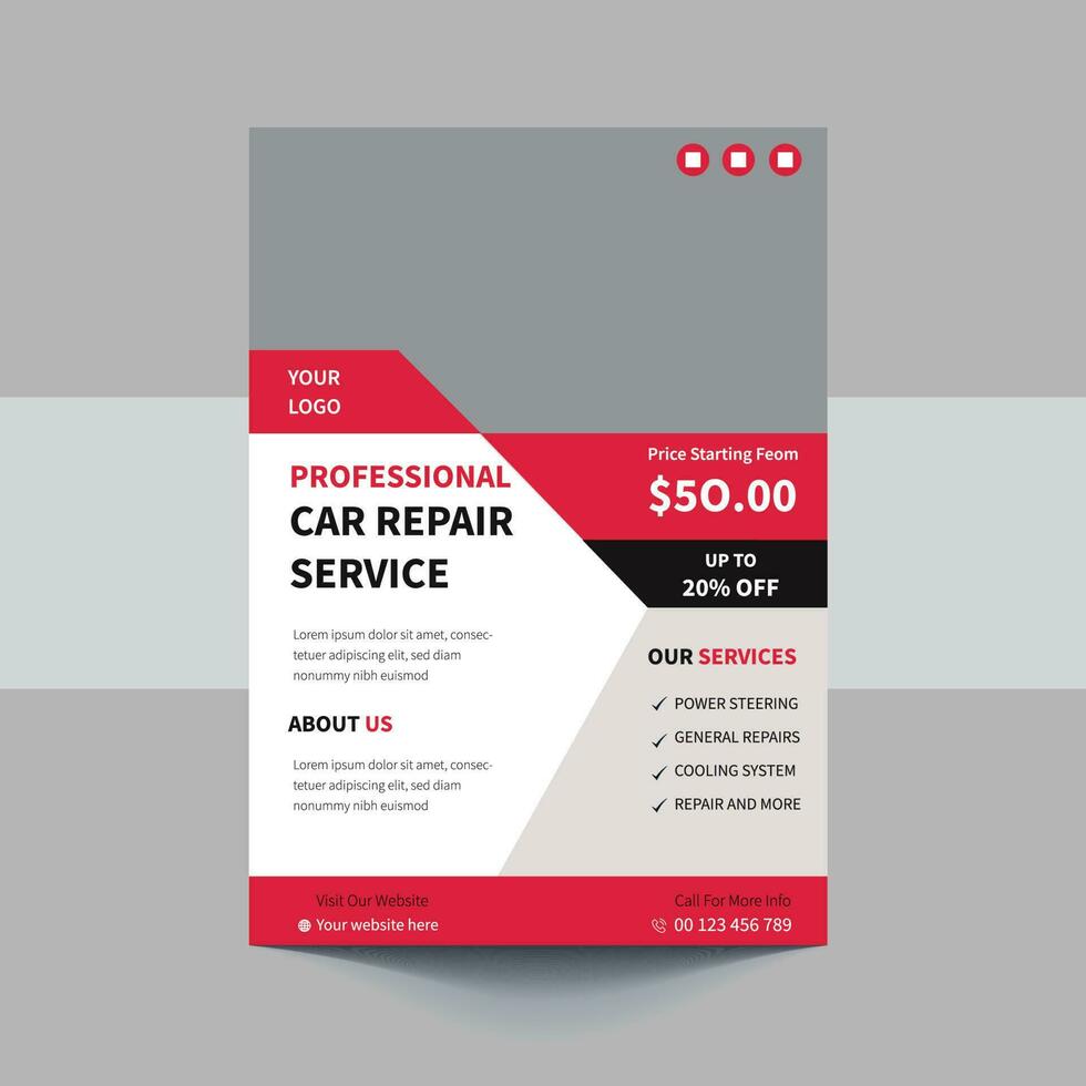 Auto repair Services business layout templates, brochure, mockup flyer. Vector illustration.