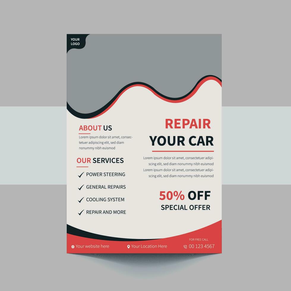 Auto repair Services business layout templates, brochure, mockup flyer. Vector illustration.