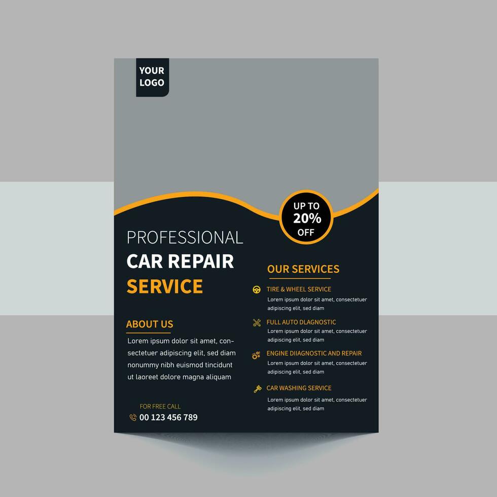 Auto repair Services business layout templates, brochure, mockup flyer. Vector illustration.