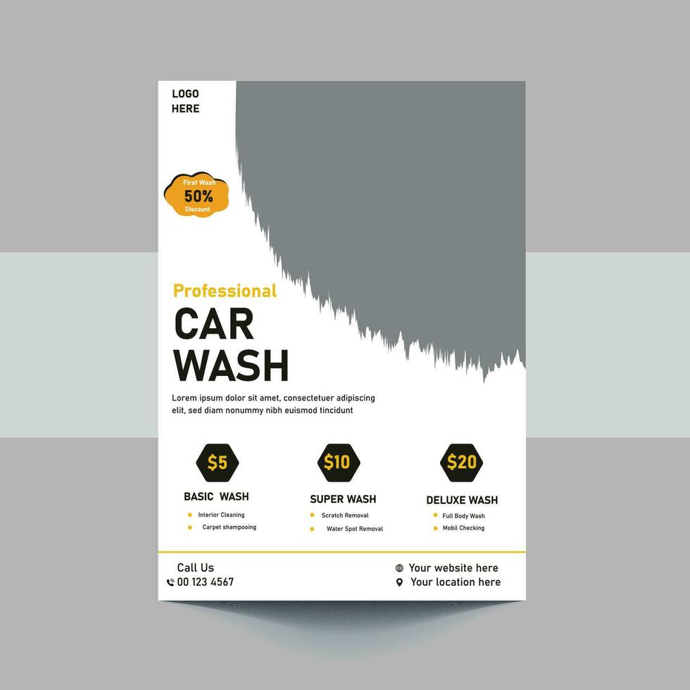 A4 Car Wash And Cleaning Service cover template for a report and brochure design, flyer, leaflets decoration for printing and presentation vector Template