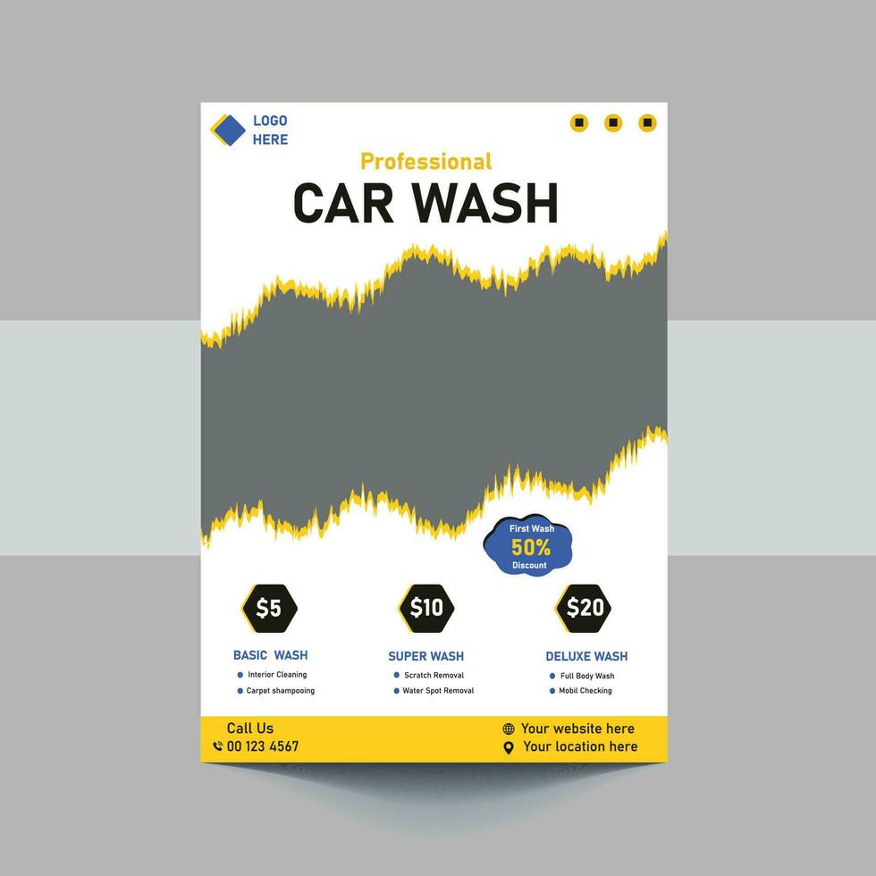 a4 coche lavar y limpieza Servicio cubrir modelo para un reporte y folleto diseño, volantes, folletos decoración para impresión y presentación vector modelo