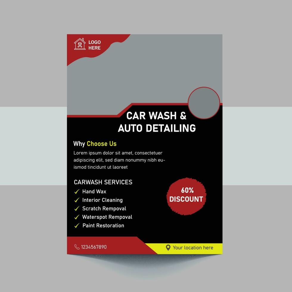 A4 Car Wash And Cleaning Service cover template for a report and brochure design, flyer, leaflets decoration for printing and presentation vector Template