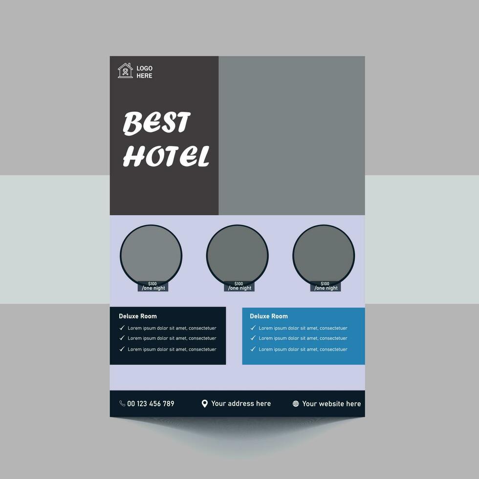 Best hotel service flyer template design. Golden hotel flyer poster leaflet design. cover, poster, a4 size, brochure, flyer, print ready vector