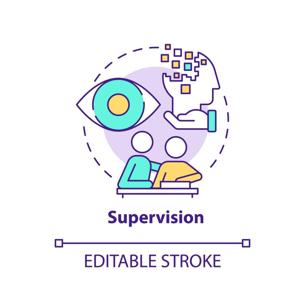 Supervision concept icon. Personal care and companionship service abstract idea thin line illustration. Isolated outline drawing. Editable stroke vector