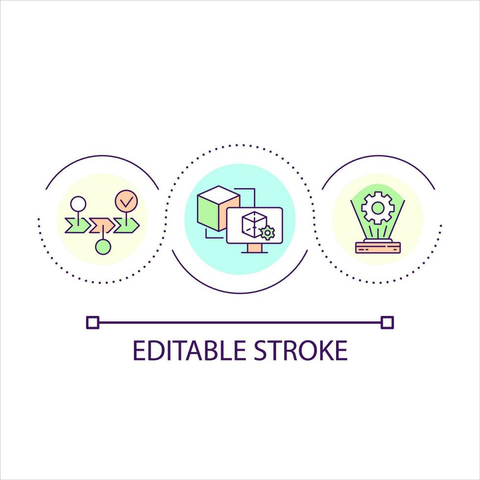 Metaverse technology development loop concept icon. Augmented reality opportunities. Innovations abstract idea thin line illustration. Isolated outline drawing. Editable stroke vector