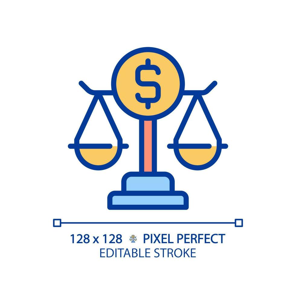 Banking law pixel perfect RGB color icon. Governmental financial regulation system. State economic order control. Isolated vector illustration. Simple filled line drawing. Editable stroke