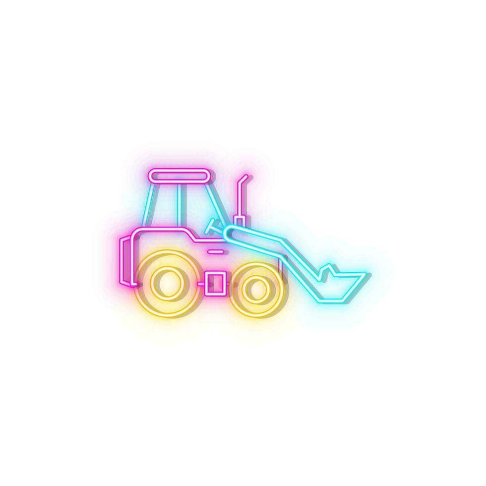 Bulldozer front loader icon brick wall and white background. vector