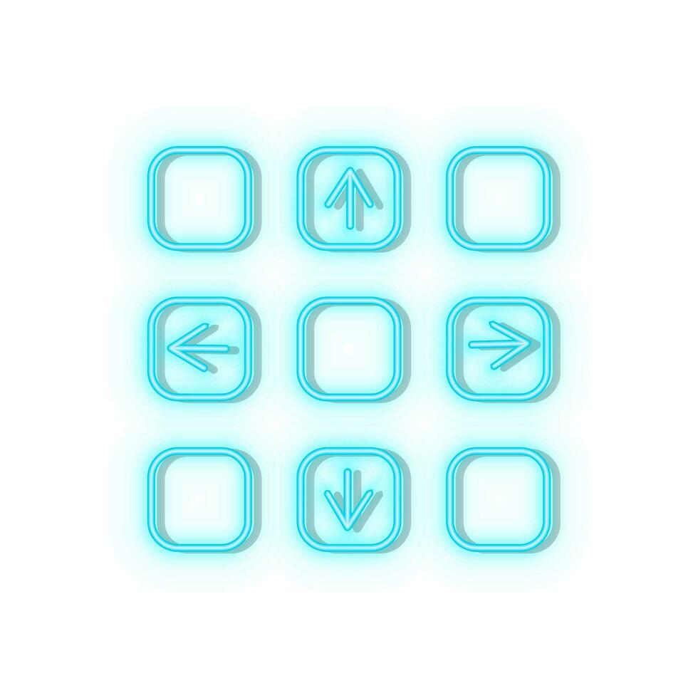 Neon icons. Dancing game pad arcade retro. Blue   neon vector icon on darken background