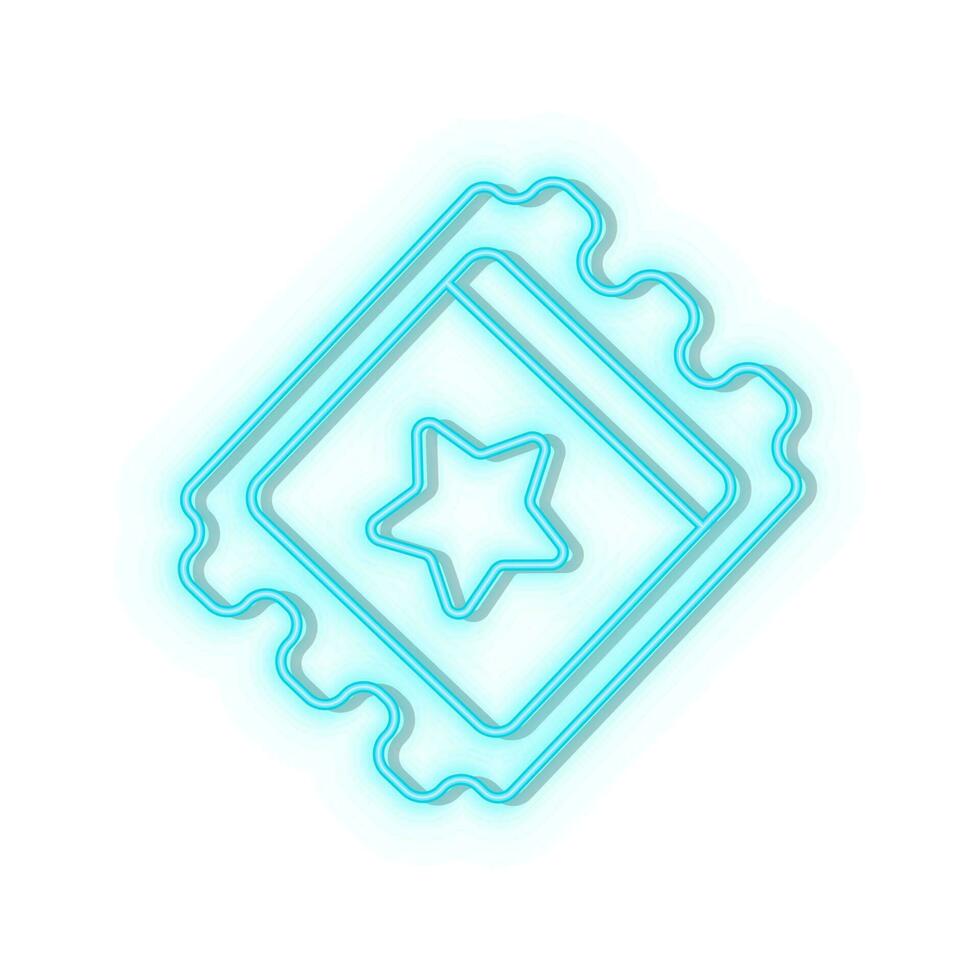 Neon icons. Ticked retro arcade. Blue   neon vector icon on darken background