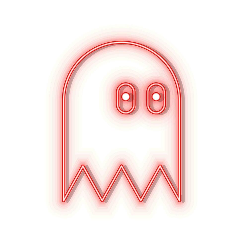 Neon icons. Game character retro arcade. Red   neon vector icon on darken background