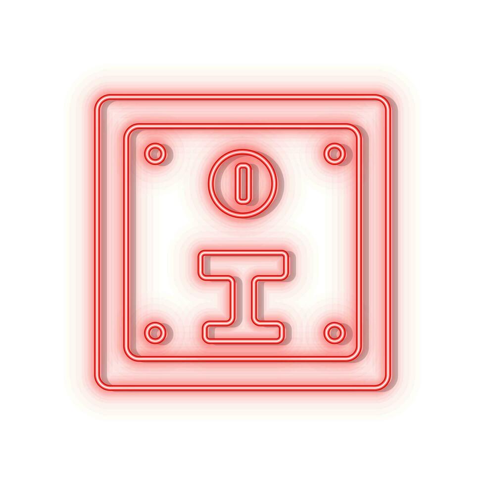 Neon icons. Coin slot retro arcade. Red   neon vector icon on darken background