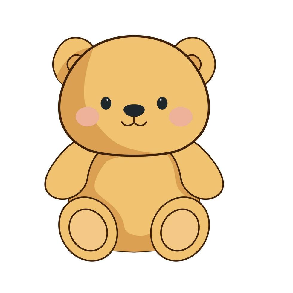 Vector classic teddy bear icon. Vector brown little toy bear icon.