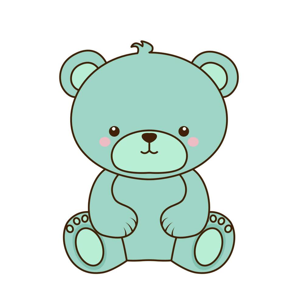 Vector Teddy bear sitting in an empty room icon. Vector bear alone in the child room concept icon.