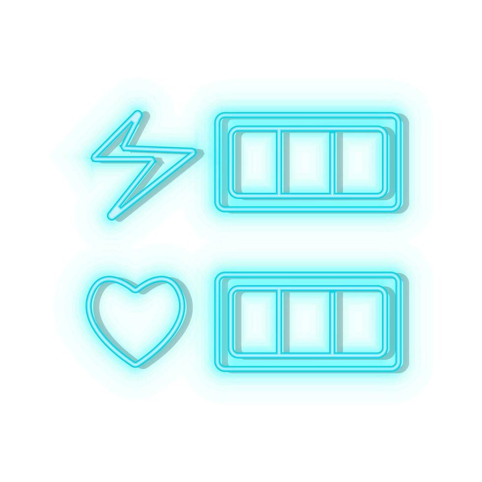 neón iconos vida bar corazones retro estilo. azul neón vector icono en oscurecer antecedentes