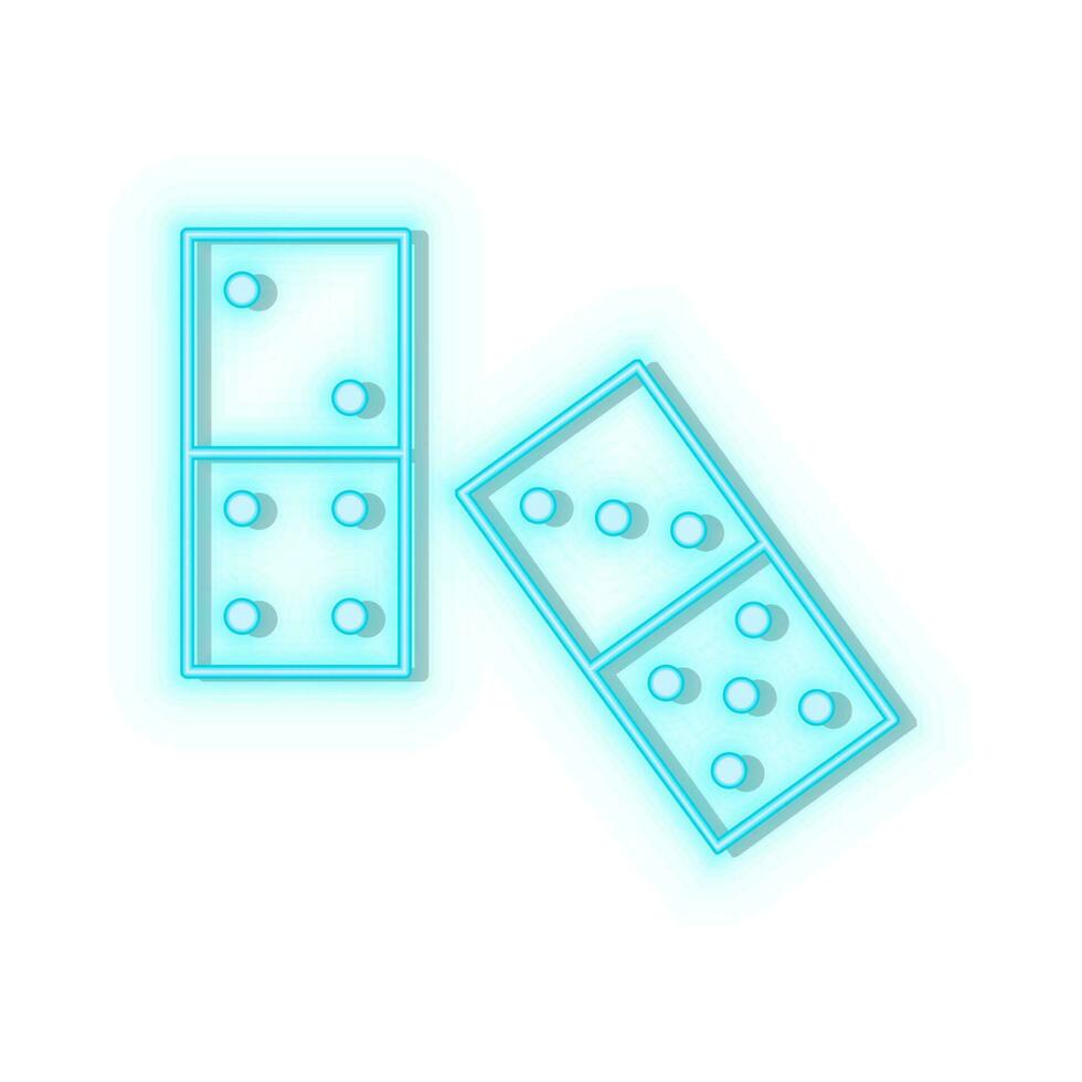 Neon icons. Domino retro arcade. Blue   neon vector icon on darken background