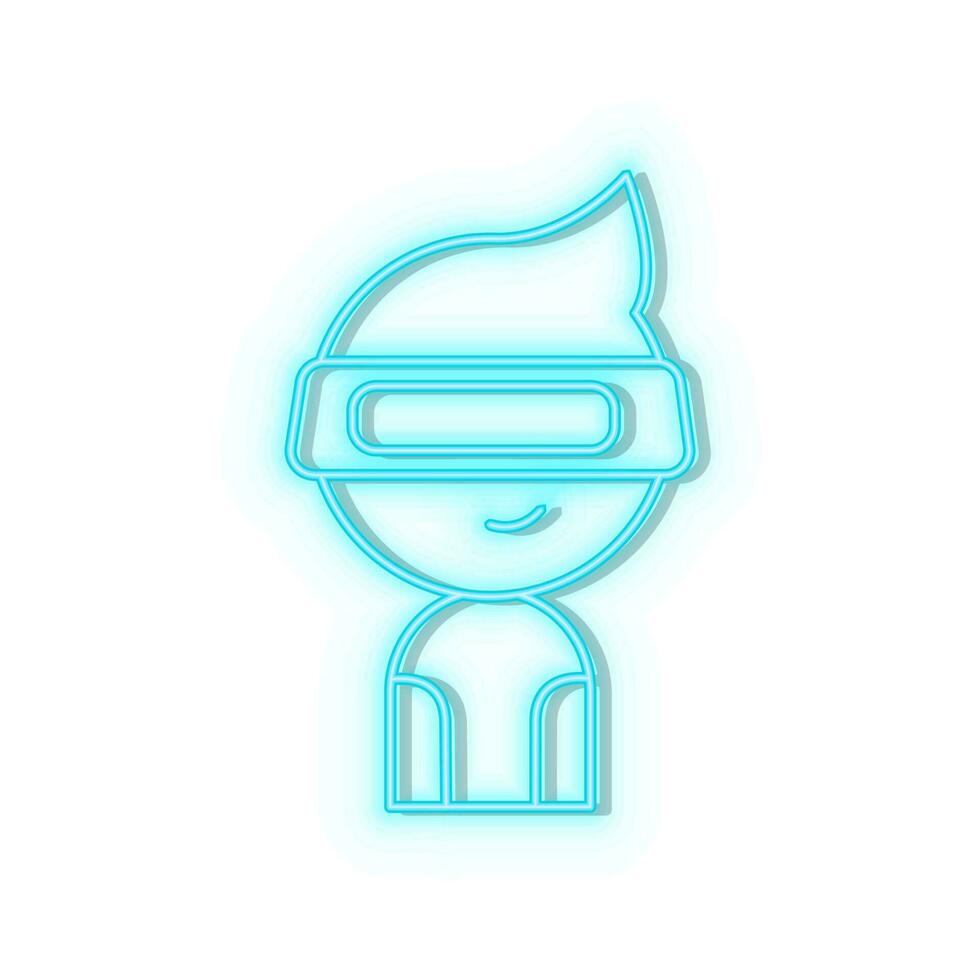 Neon icons. Vr glasses retro arcade. Blue   neon vector icon on darken background