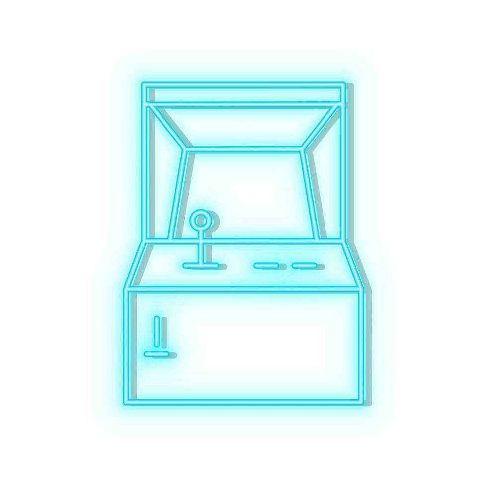 Neon icons. Console retro game arcade. Blue   neon vector icon on darken background