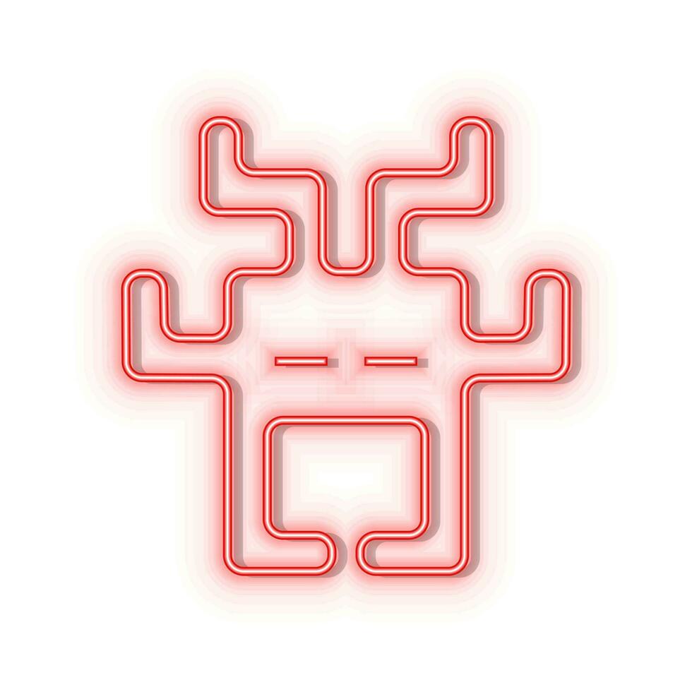 Neon icons. Aliens arcade retro. Red   neon vector icon on darken background