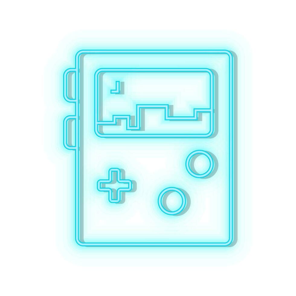 Neon icons. Portable console gaming retro. Blue   neon vector icon on darken background