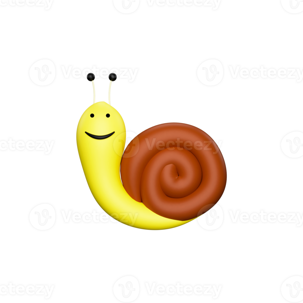 3D Rendering of Cartoon Snail Element. png
