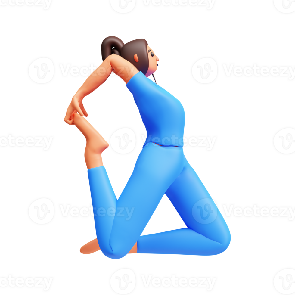 3D Young Lady Practicing Yoga. png