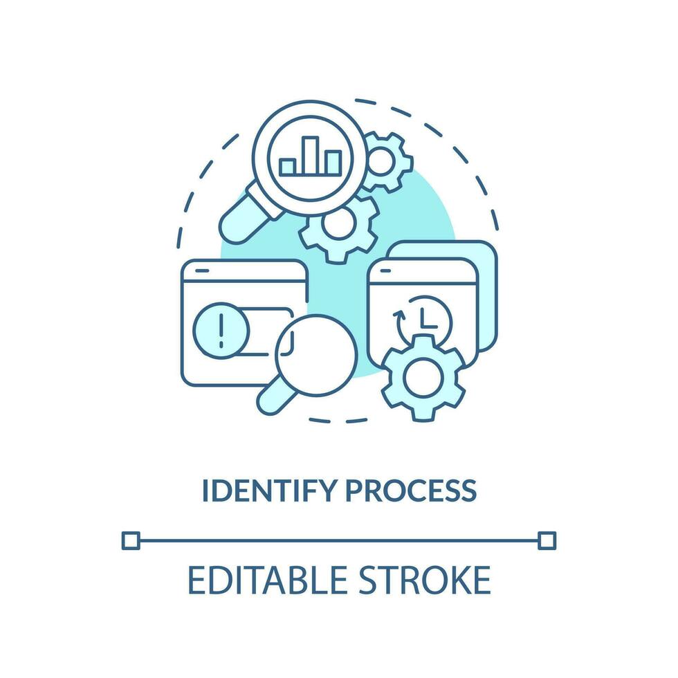 Identify process turquoise concept icon. SMED usage. Performance improvement abstract idea thin line illustration. Isolated outline drawing. Editable stroke vector