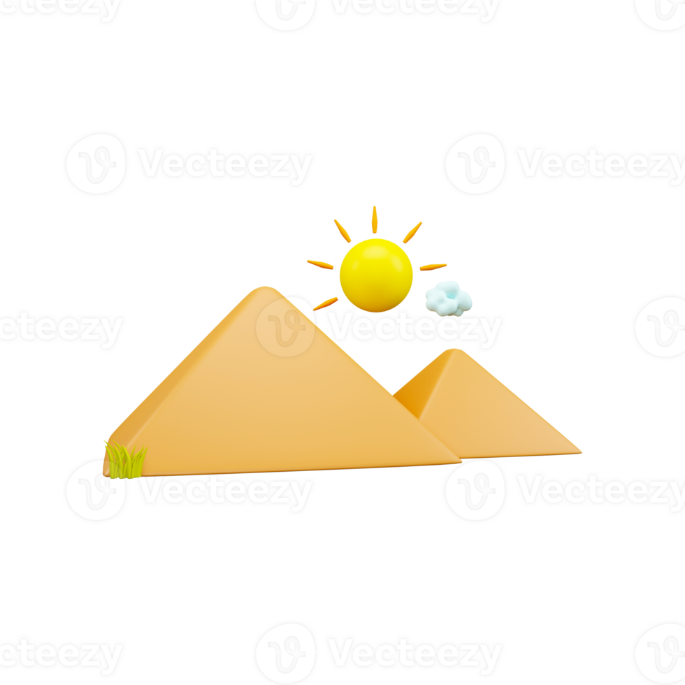 3d renderen van bergen met zon, wolk. png