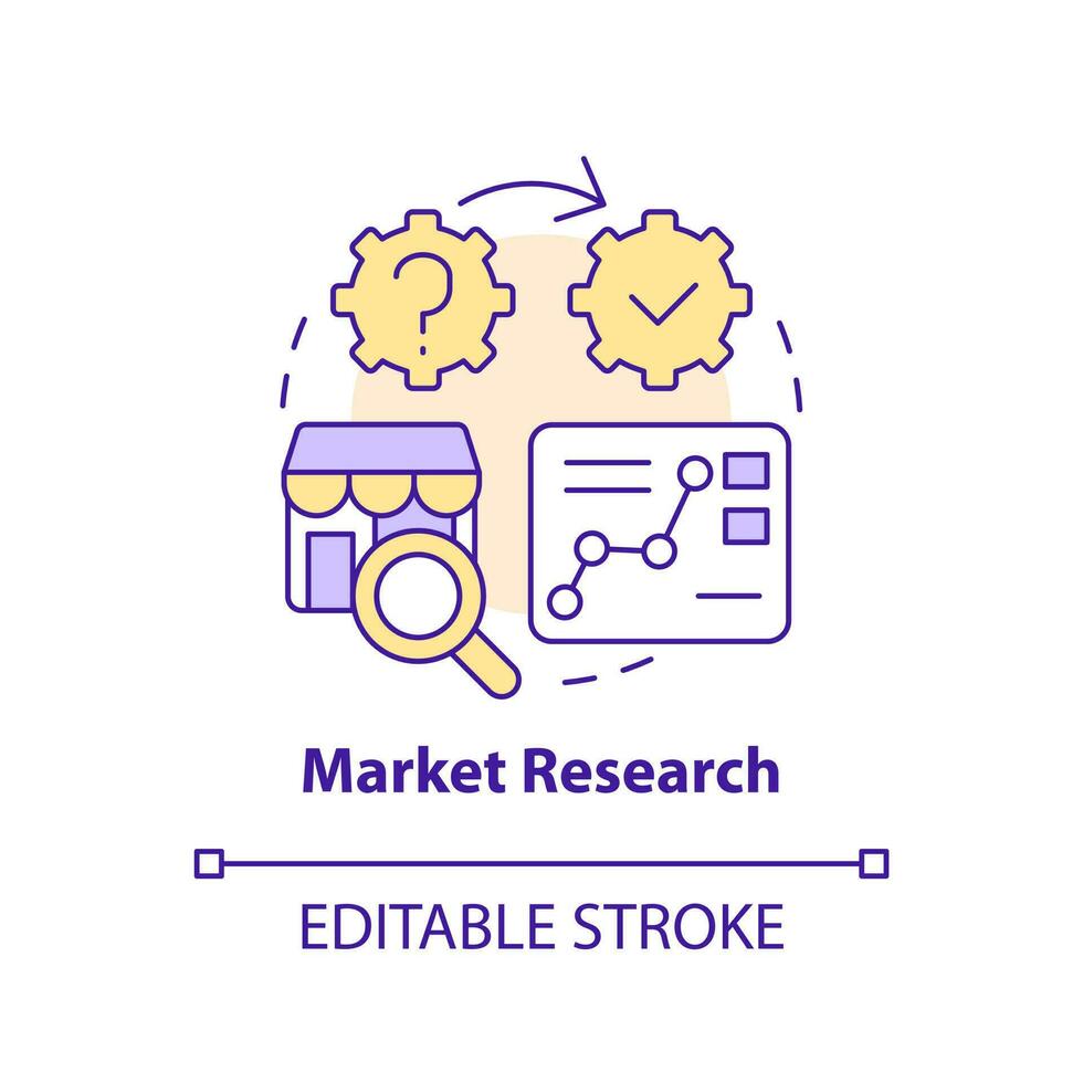 Market research concept icon. Predict tendencies. Causal studying example abstract idea thin line illustration. Isolated outline drawing. Editable stroke vector