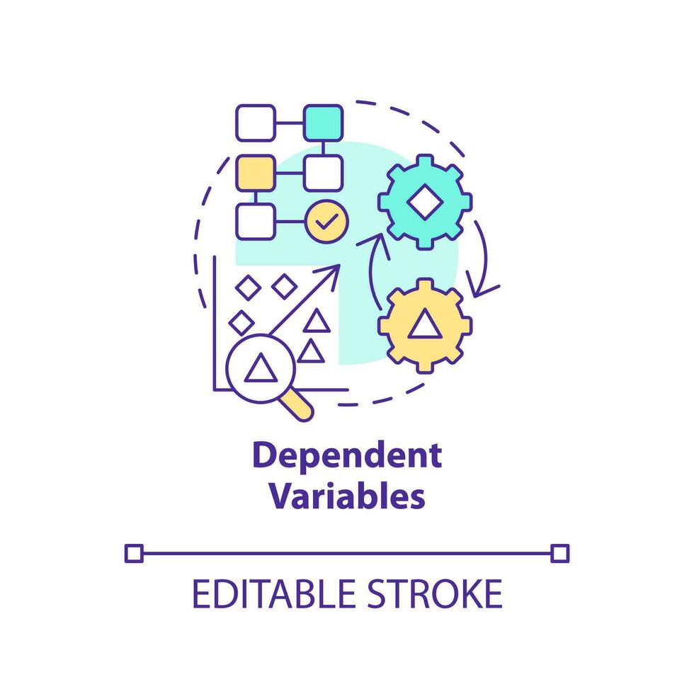 Dependent variables concept icon. Causal research changeable and principles abstract idea thin line illustration. Isolated outline drawing. Editable stroke vector