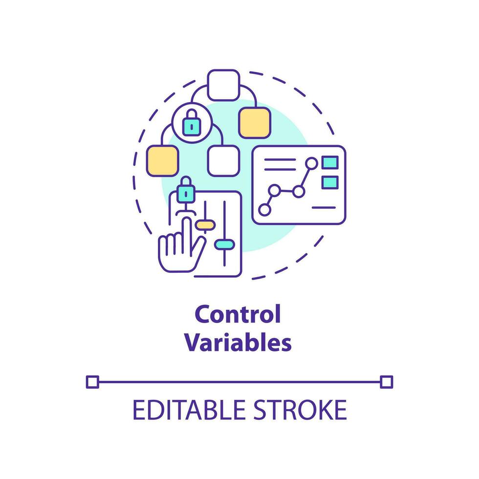 Control variables concept icon. Causal research changeable and principles abstract idea thin line illustration. Isolated outline drawing. Editable stroke vector