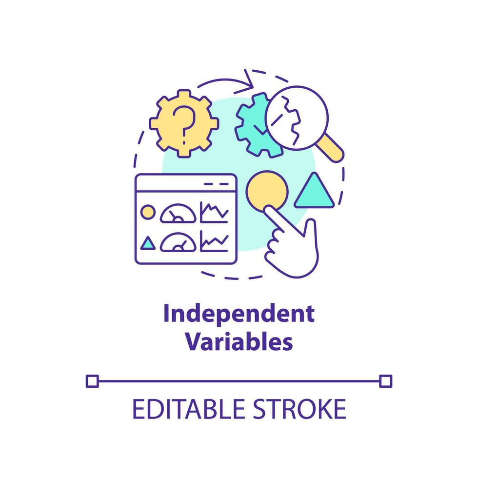 Independent variables concept icon. Causal research changeable and principles abstract idea thin line illustration. Isolated outline drawing. Editable stroke vector