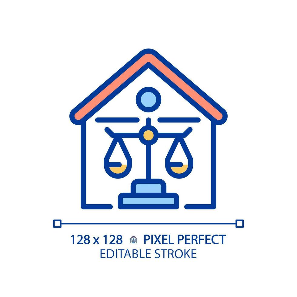 Property law pixel perfect RGB color icon. Real estate legal owning. Housing regulation by legislative system. Isolated vector illustration. Simple filled line drawing. Editable stroke