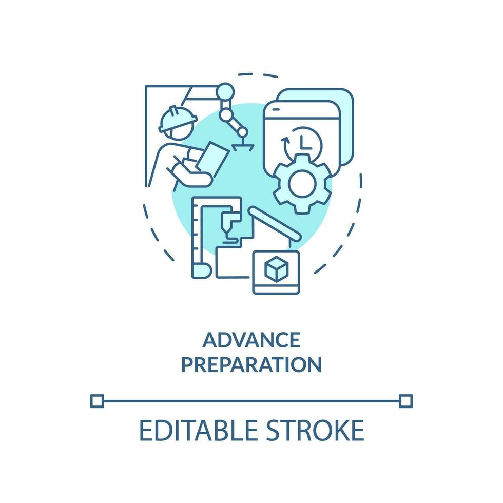 Advance preparation turquoise concept icon. Convert internal elements into external abstract idea thin line illustration. Isolated outline drawing. Editable stroke vector