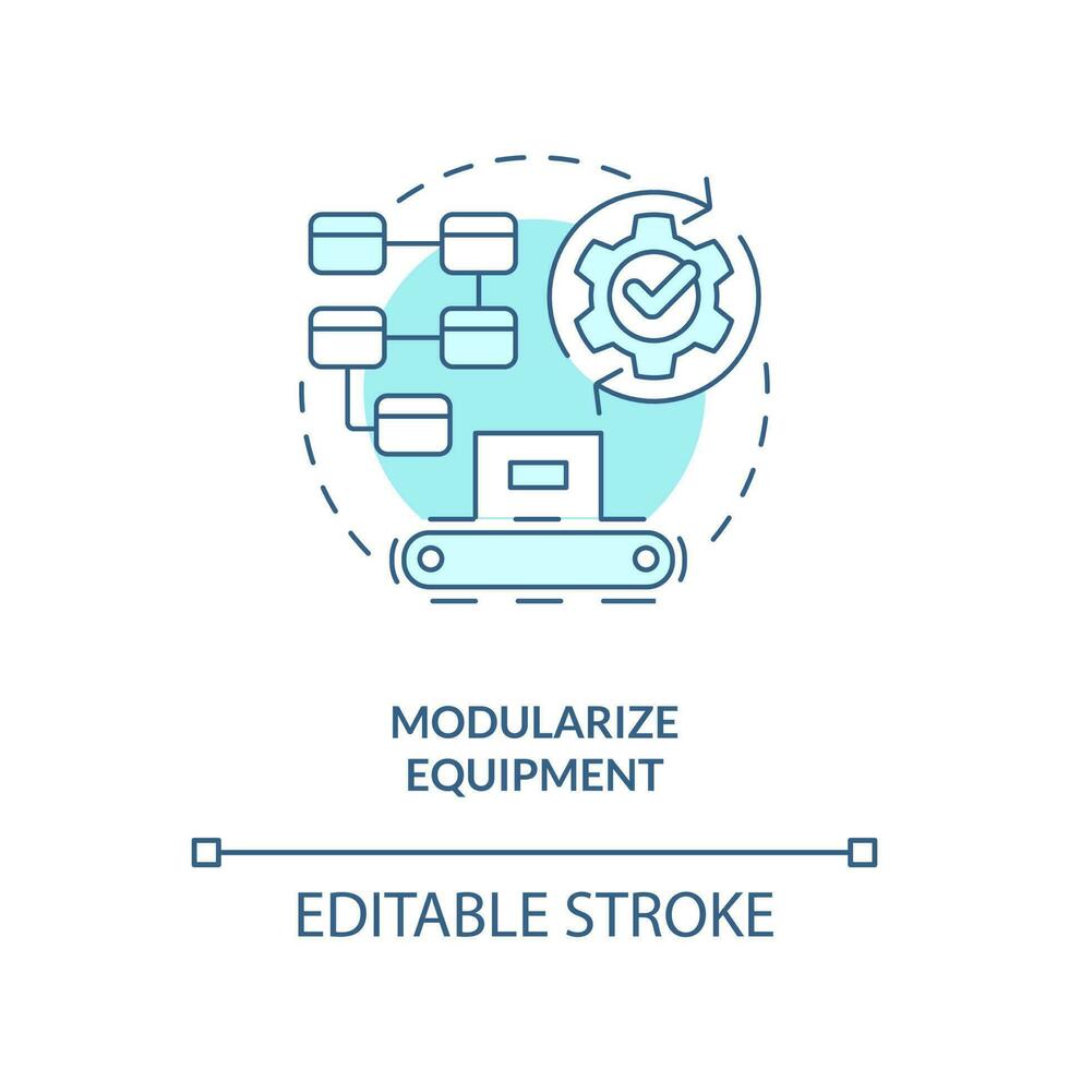 Modularize equipment turquoise concept icon. Interchangeable components abstract idea thin line illustration. Isolated outline drawing. Editable stroke vector