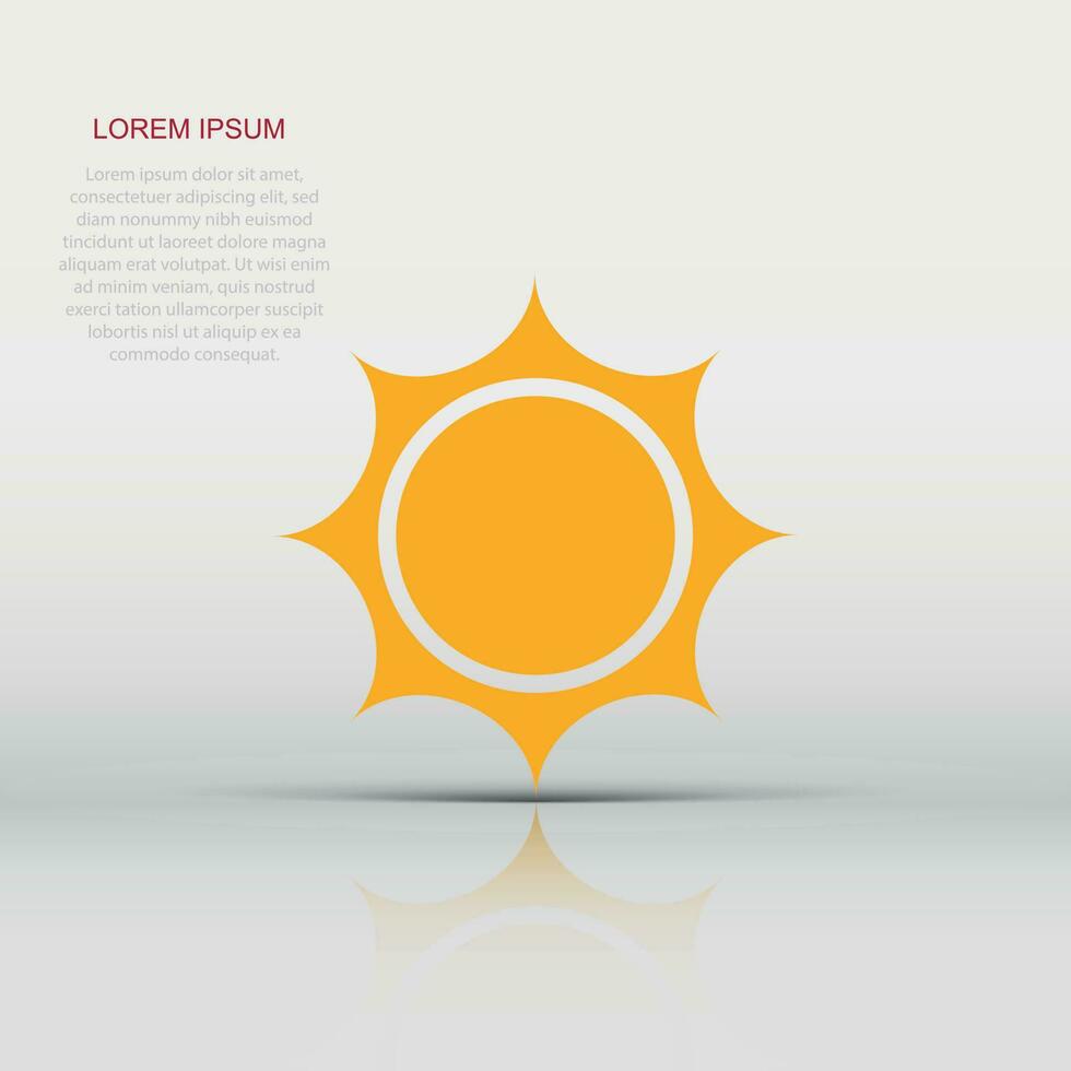 Sun vector icon. Summer sunshine illustration on white isolated background. Sun sunlight concept.