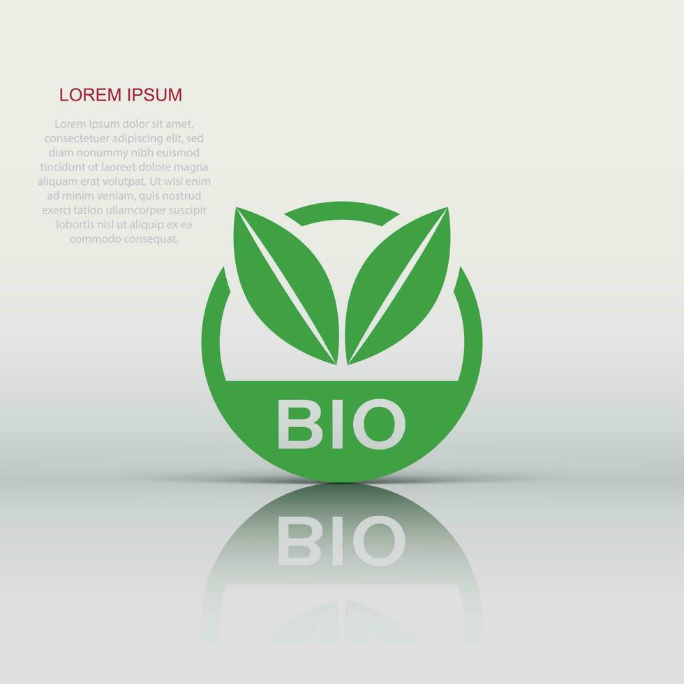 bio etiqueta Insignia vector icono en plano estilo. eco orgánico producto sello ilustración en blanco aislado antecedentes. eco natural comida concepto.