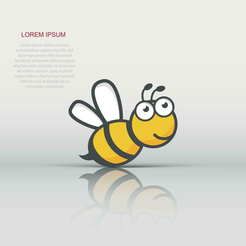 dibujos animados abeja logo icono en plano estilo. avispa insecto ilustración en blanco aislado antecedentes. abeja negocio concepto. vector