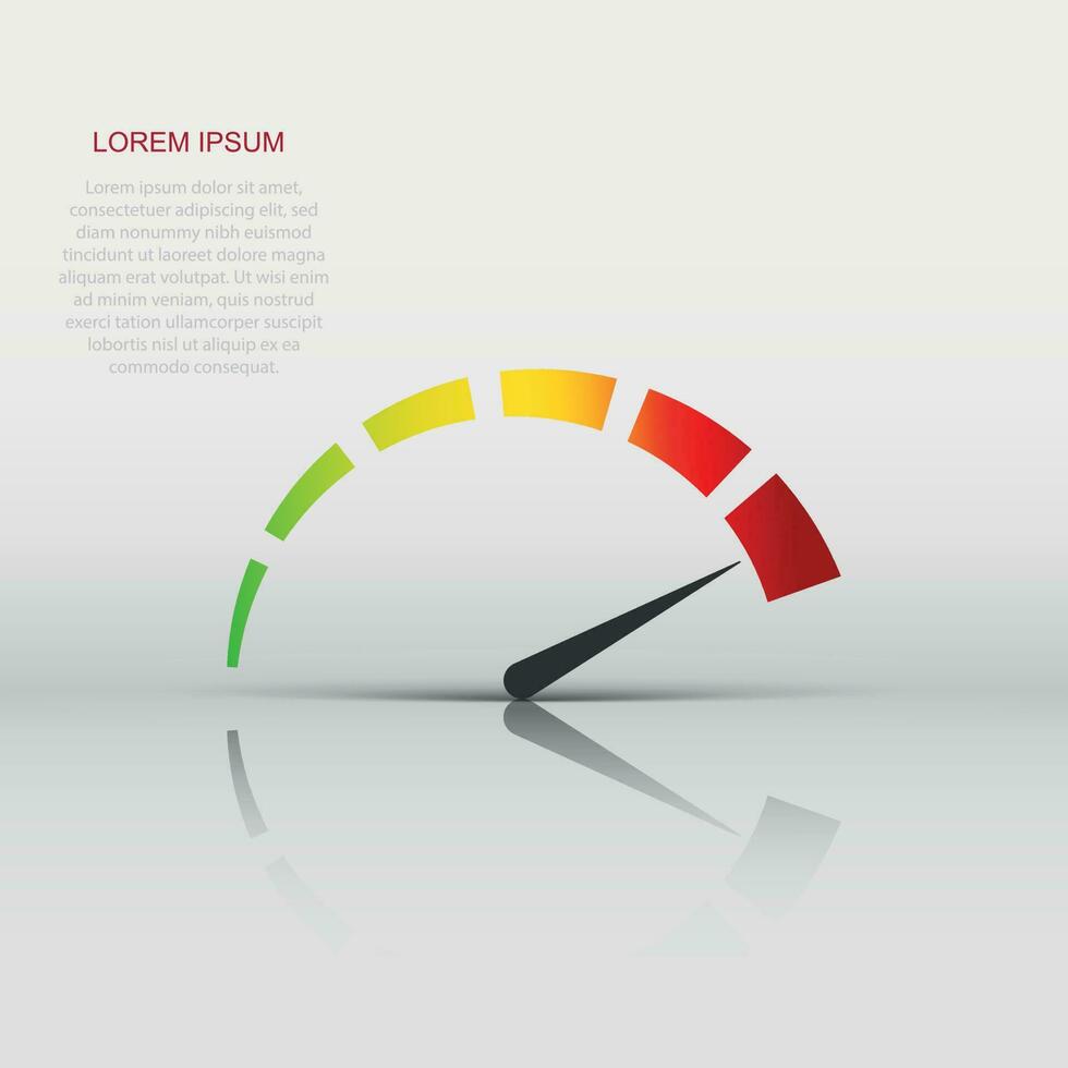 Meter dashboard icon in flat style. Credit score indicator level vector illustration on white isolated background. Gauges with measure scale business concept.