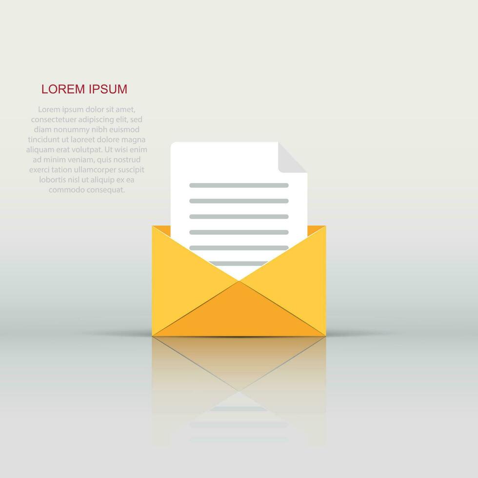 Mail envelope icon in flat style. Email message vector illustration on white isolated background. Mailbox e-mail business concept.