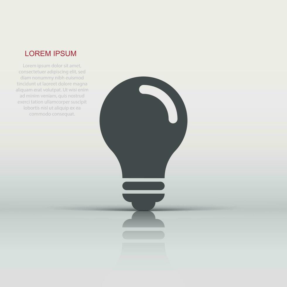 Light bulb icon in flat style. Lightbulb vector illustration on white isolated background. Lamp idea business concept.