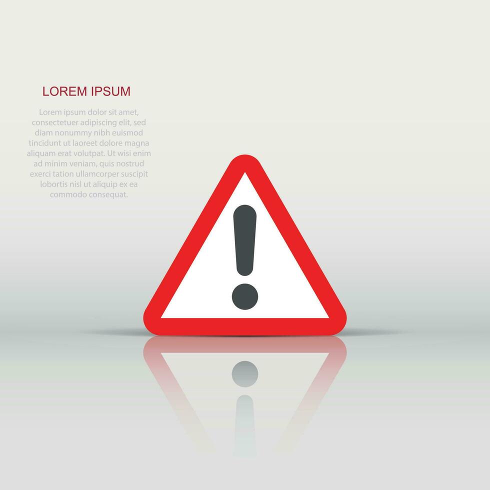 Exclamation mark icon in flat style. Danger alarm vector illustration on white isolated background. Caution risk business concept.