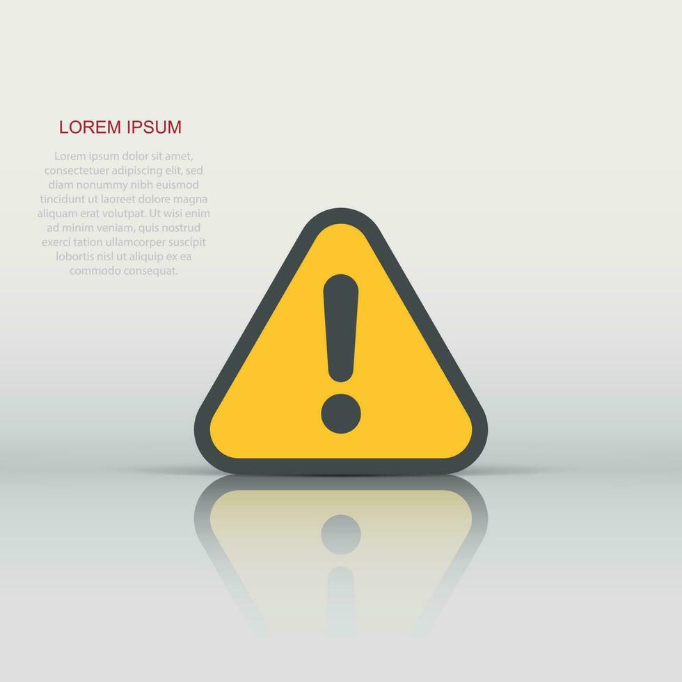 Exclamation mark icon in flat style. Danger alarm vector illustration on white isolated background. Caution risk business concept.