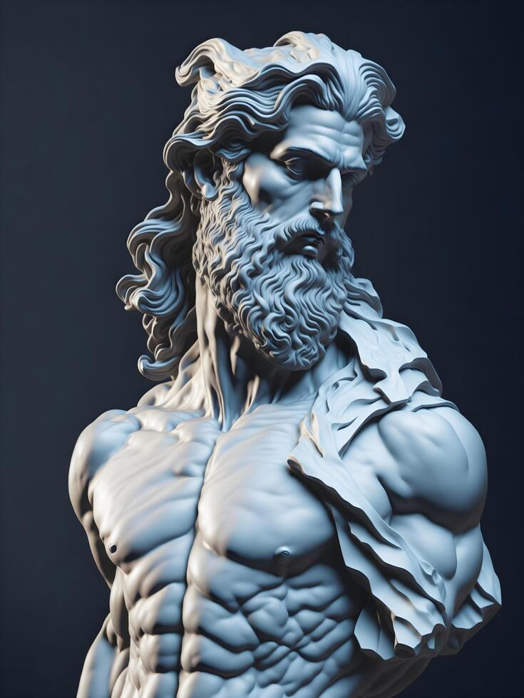 Bust of the god Zeus. Ancient Greek mythology. Antique sculpture