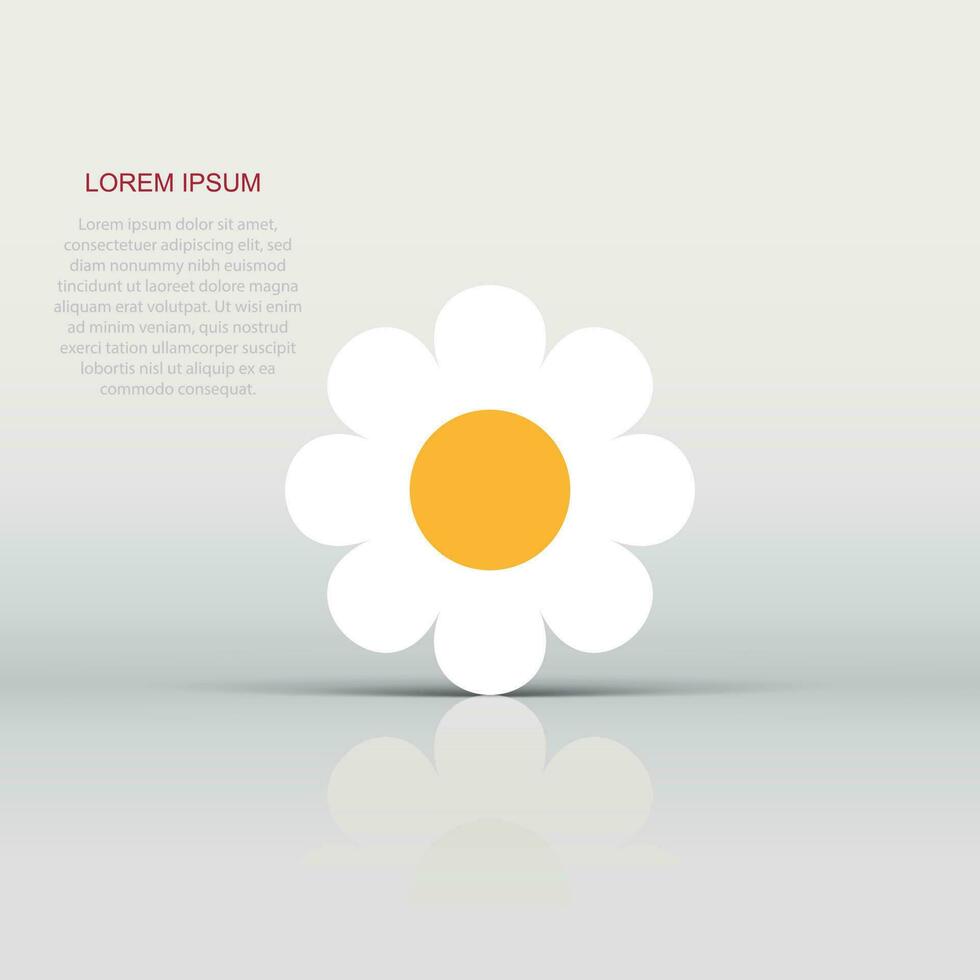 Chamomile flower vector icon in flat style. Daisy illustration on isolated background. Camomile sign concept.